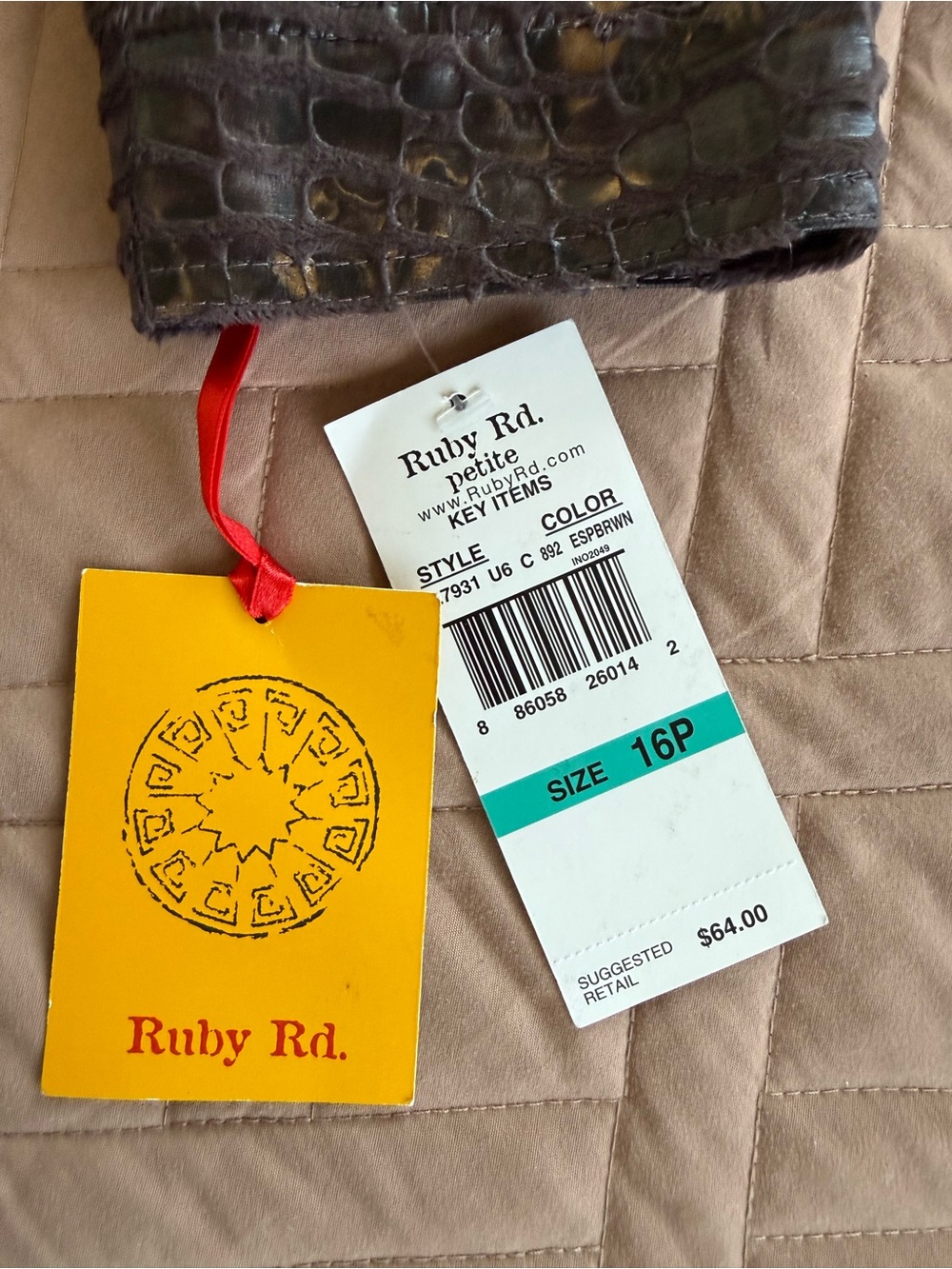 Ruby Rd. Brown Croc-Embossed Zip-Front Jacket - Picture 6 of 9
